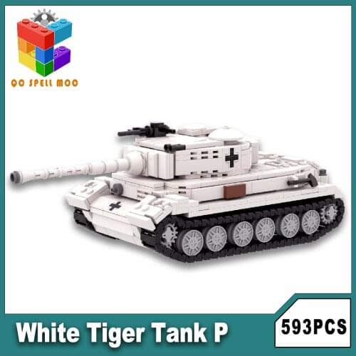 MOC German White Tiger Tank Building Block WW2 Heavy Tanks Military Weapon Soldier Model Building Blocks DIY Kids Toys Gift