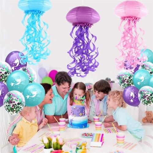 Jellyfish Lantern Ocean Theme Decoration Holiday Party Kindergarten Classroom Activity Layout Pendant Baby Shower Decoration