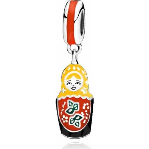 Universal Women gift Fashion Jewelry 925 Sterling Silver Beads Matryoshka Dangle Charm Fit Original Pandora Bracelets DIY Gift