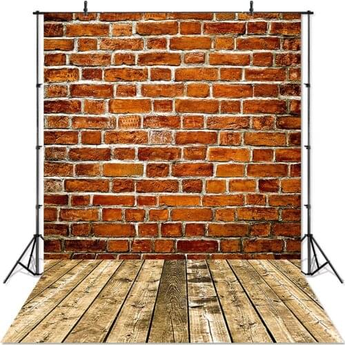 Vintage Red Brown Brick Wall Photography Background Wood Floor Brick Wall Children Newborn Pet Backdrop for Photo Studio