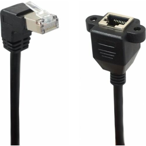 High Quality 30cm UP Down Right Angled 90 Degree 8P8C FTP STP UTP Cat6 RJ45 with screw Lan Ethernet Network Extension Cable 1ft