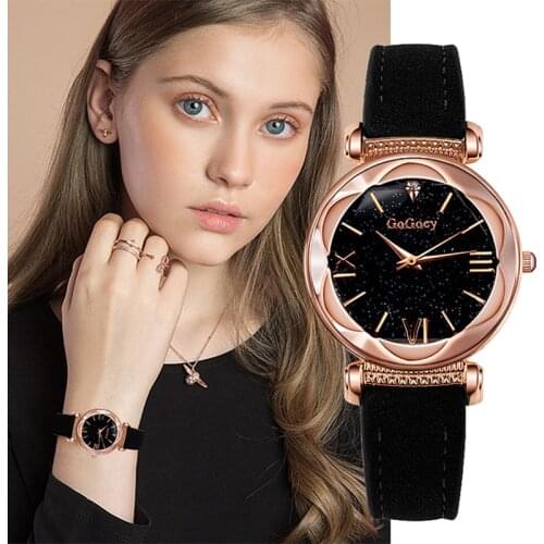 Womens Watches Luxury Gogoey Ladies Watch Women Starry Sky Wrist Watch Personality Romantic Rhinestone Designer Reloj Mujer