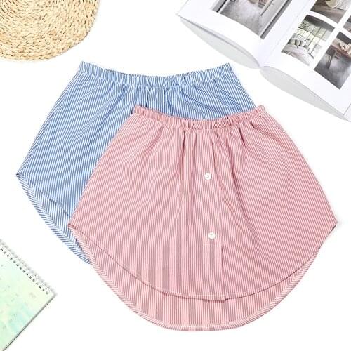 1Pc Adjustable Fake Hem Detachable Stripe Lower Sweep Fake Top Layering Half-Length Underskirt For Women Girls Shirt Sweater