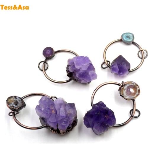 3pcs Raw Natural Amethysts Crystal Pendant Freeform Electroplated Pendant with raw stone Gem stone Necklace Nugget women Pendant