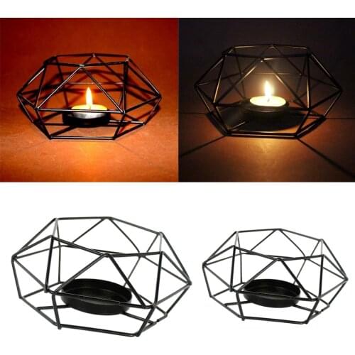 3D BLACK HOLLOW GEOMETRIC candle tealight holder wedding decorations tabletop lighting accessories S + L