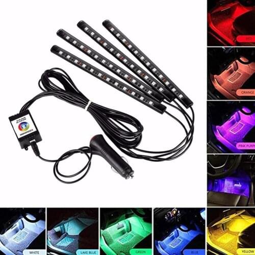 7-color Car Interior Light RGB LED Decorative Light Strip With USB Wireless Remote Control Multiple Modes Car Atmosphere Light