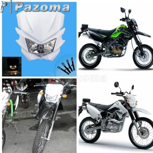 White Motorcycle Supercross Headlamp Fairing Dirt Bike Motocross Headlight For Kawasaki KX KLX KLR KLE ZZR KDX 110 250 450 650