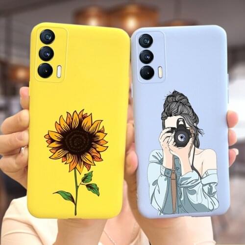 Cute Sunflower For Realme V15 5G Case Soft Silicon Ultra Slim Candy Painted Cover For Oppo Realme V15 V 15 RealmeV15 Phone Cases