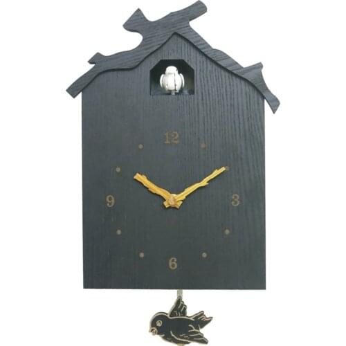 Wooden Bird Cuckoo Quartz Wall Clock Home Living Room Horologe Clocks Timer Office Home Decoration Gifts Hanging Watch