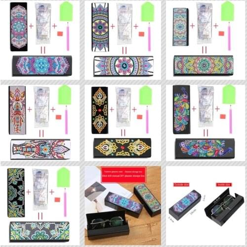 DIY Special-shaped Diamond Painting Glasses Storage Box Leather Sunglasses Storage Case Portable Craft Wedding Container Box