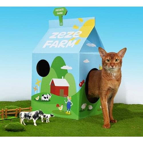 Corrugated Papper Milk Box Cat House Home Bed Breathable Rabbit Kitten Cat Nest Scratch Pad Cardboard For Pet Cat Sleeping House