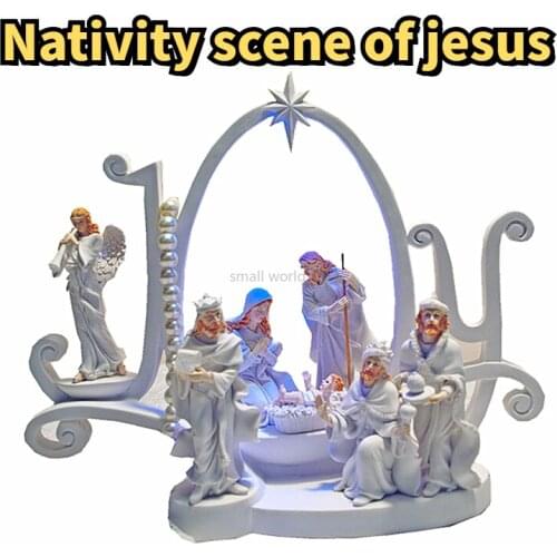 Jesus was born in Bethlehem manger Illuminated Christ ornaments Christian gifts holy objects catholic jesus statue virgin mary
