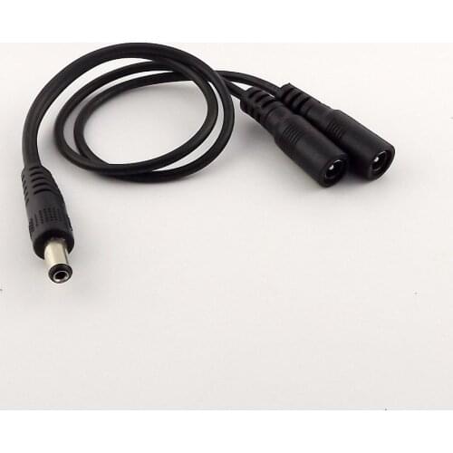 1pcs 5.5mm x 2.1mm DC Power Splitter Cable Cord 1 Male to 2 Female Port Pigtals 12V 32cm