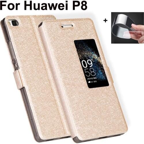 Front Window Leather Filp Case For Huawei P8 phone cover For Huawei P8 5.2" GRA-TL00 back cases P 8 bumper coque