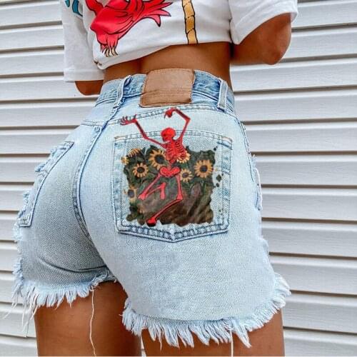 2021 Summer Fashion Sexy High Waist 3D Printed Pocket Jeans Y2K Short PantsNew Streetwear Women Denim Umbrella Skirt Shorts