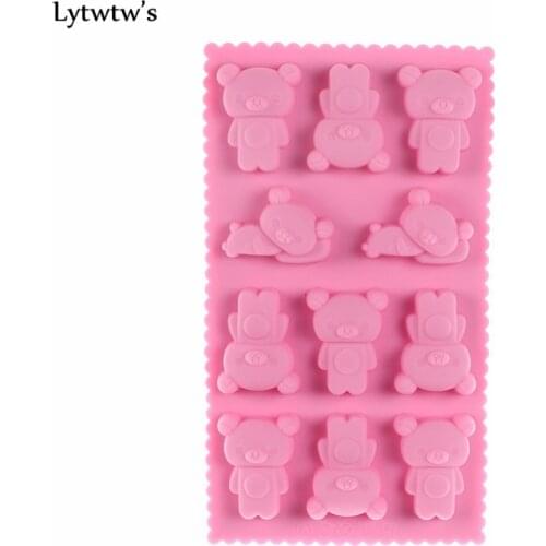 1 Pieces Lytwtws Hot Wholesale 8 Holes Rilakkuma Bear Muffin Case Candy Jelly Ice Cake Silicone Mould Mold Baking Pan Tray Tool