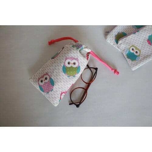 Handmade cute fabric pouch organizer eyeglasses / sunglasses brush pouch storage bag