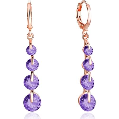 MISANANRYNE Nice Shipping New Fashion Women/Girls Gold Color 6 Colors CZ Dangle Drop Earrings Jewelry Gifts