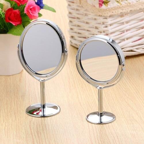 Fashion Durable Double-Sided Clear Makeup Mirror Normal Stand Magnifier Round Shape Metal HD Cosmetic Mirror For Gifts
