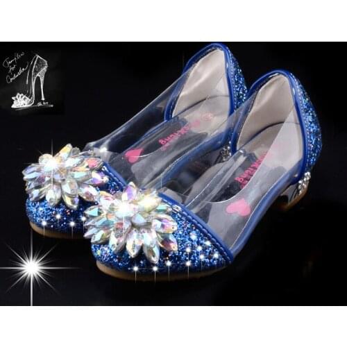 Fashion Girls Princess Shoes Rhinestone Flower Pearl Glitter Children Shoes New Kids Single Shoes High Heels Sandals E685