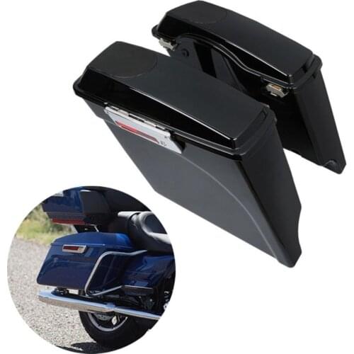 Motorcycle 5" Stretched Hard Saddlebag With Lids For Harley Touring Road King Glide 1993-2013