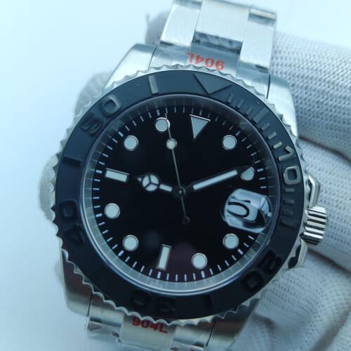 62MAS Black Diving Steel 40mm Automatic Watch Case fit NH35A NH36A 300M Water Proof Sapphire