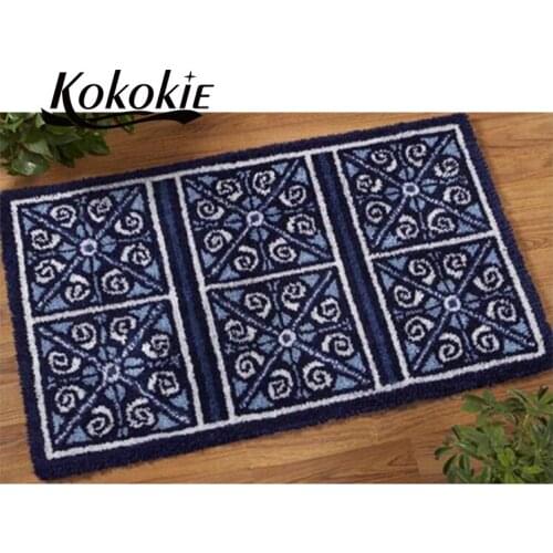 Latch hook kits flowers large printed canvas yarn carpet diy latch hook rug kits carpet embroidery carpet diy rug Knitting yarn