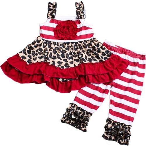 Toddler Girl Outfits Kids Summer Clothes 2020 New Design Flower Leopard Print Baby Summer Clothes Kids Girl Boutique Outfits Hot