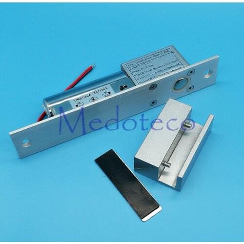 Low temperature Timer delay Electric Bolt Lock + aluminum Clip Bracket Electric Mortise Lock for Glass Door Access Control