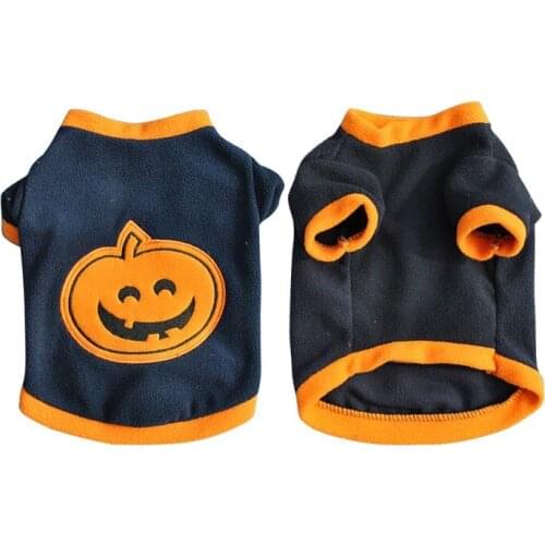 Halloween Pet Clothes Dog Costume Carnival Evil Pumpkin Orange Vest T-shirt Pets Clothes Supplies