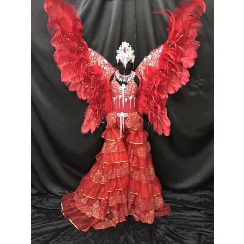 Feather, exquisite dance show, samba Costume Boy children girl Stage catwalk Model competition perform Swimwear catwalk