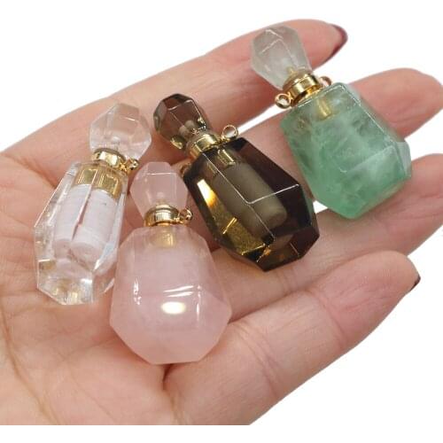 Natural Stone Crystal Pendant Charms Clear/Pink/Green Quartzs Pendant for Jewelry Making DIY Reiki Heal Necklace Girl Gifts