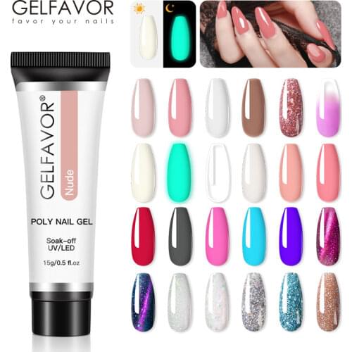 GELFAVOR 15ML Poly Nail Gel Extension UV Gel Polish All For Manicure Soak Of Nail Art Design Semi Permanent Poly Builder Gel