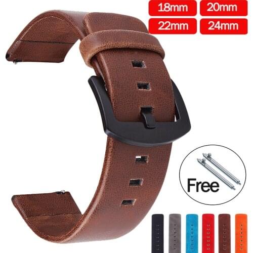 20mm 22mm 18mm 24mm Retro Leather Genuine Leather Watch Band For Samsung Galaxy Watch 46mm 42mm Gear S3 Strap Replacement Strap