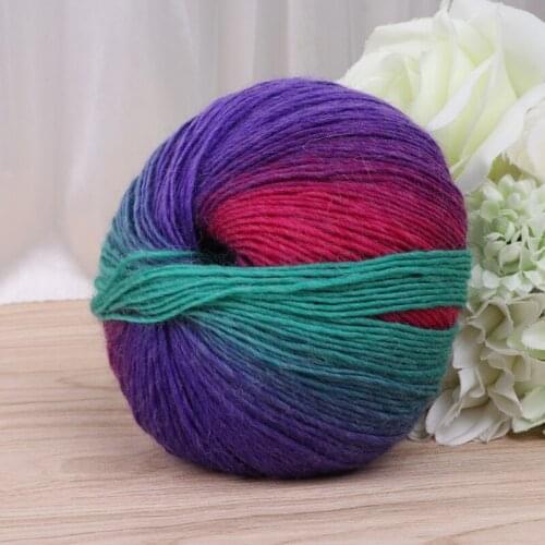 T84F 1Ball 50g Hand-woven Rainbow Colorful Crochet Cashmere Wool Blend Yarn Knitting