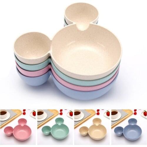 Baby Kids Feeding Dishes Cute Cartoon Food Set Food Grade Wheat Straw Environmental Infant Bowl Childrens Rice Plate MBG0353