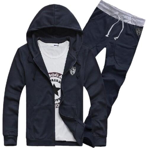 Spring Autumn Mens Set Clothing Suits Sweatshirts Long Sleeved Casual Sweater Hooded and Pants Sportswear for Male