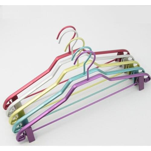 Sainwin 5pcs/lot 43cm Aluminum Alloy Clothes Hanger Metal Pants Clip Clothes Hanger dry-wet dual-purpose non-track Adult hanger