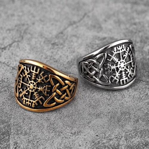 Vintgae Viking Norse Mythology Stainless Steel Mens Rings Punk Hip Hop for Male Boyfriend Jewelry Creativity Gift Wholesale