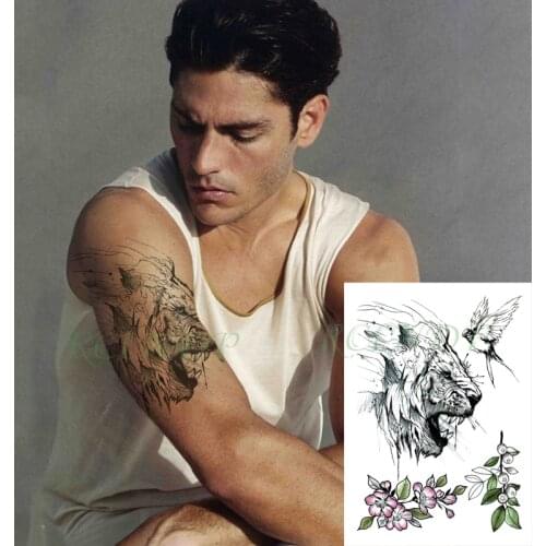 Waterproof Temporary Tattoo Sticker Roaring Lion Animal Bird Swallow Flower Fake Tatto Flash Tatoo Hand Arm Art for Women Men