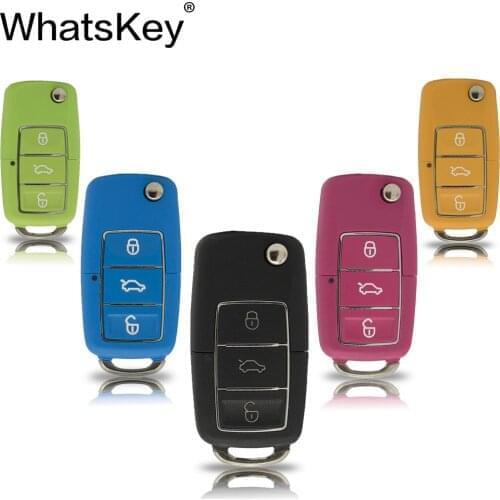 WhatsKey Colour Flip Folding Remote Car Key Shell For Volkswagen VW Golf Jetta Passat Beetle Polo Bora 3 Button Uncut HU66 Blade