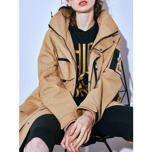 Ins Khaki Casual Windbreaker Womens Middle Long 2021 New European Small Handsome Tooling Fashion Jacket