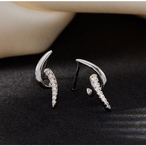 GU23 Genuine 925 Sterling Silver Dainty Zircon Spiral Stud Earrings for Women Girls
