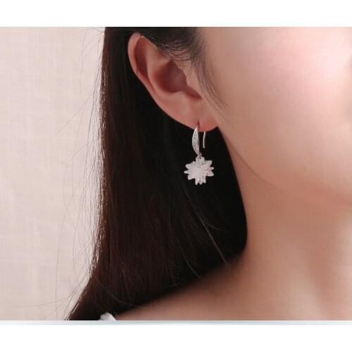 925 sterling silver earrings with temperament ice flower rhinestone earrings fashion earrings wild silver jewelry for women