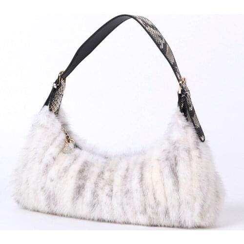 Winter High Quality Women Real Mink Fur Shoulder Bag Ladies Dress Tote Bags