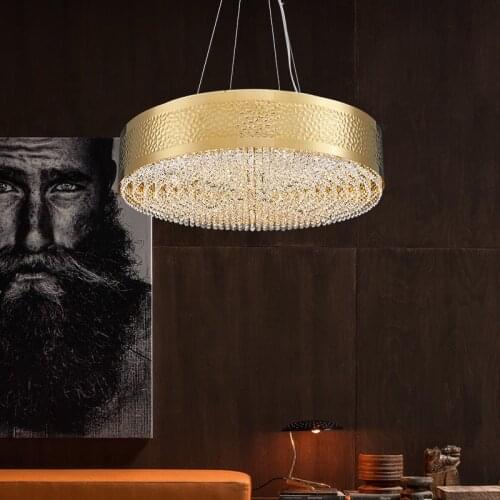 Golden Postmodern Crystal Living Room Lamp Stainless Steel Creative Simple Bedroom Dining Room Gloss suspension Chandelier