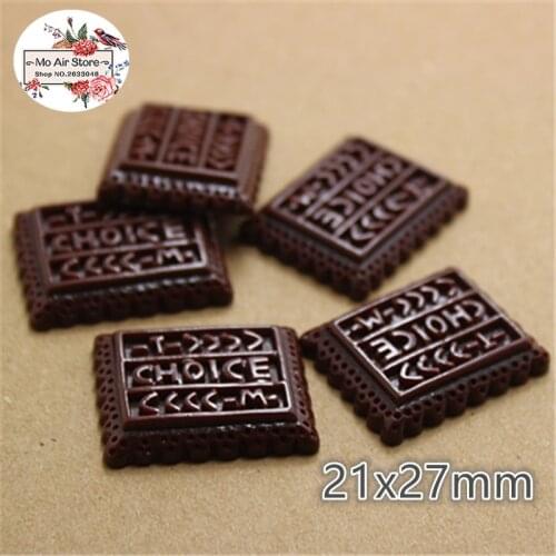 10PCS Chocolate cookies Resin Flat back Cabochon Miniature food Art Supply Decoration Charm Craft DIY Accessories