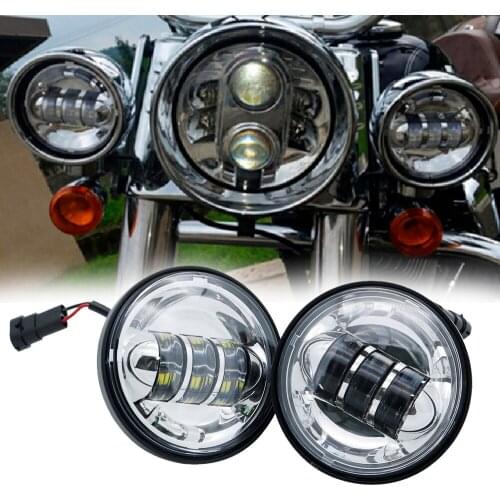 2PCS Chrome / Black 4.5 Inch LED Passing Light Spot Driving Lamp LED Fog Lights for Harley Motorcycles 4.5" Lights