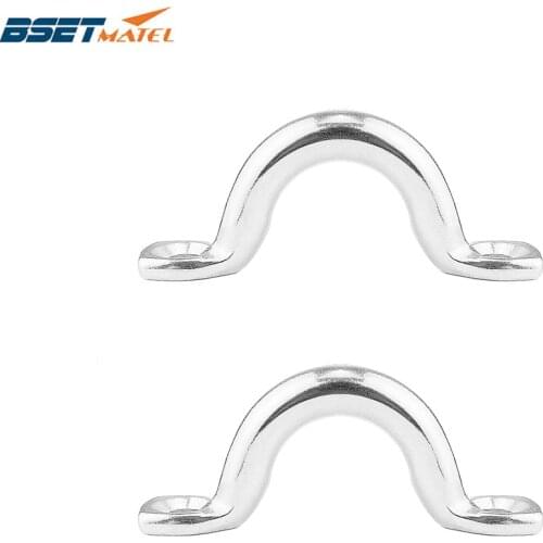 2PCS SS 316 Bimini Boat Top PAD EYE Straps Tie Down Kayak Deck Loops Tie Down Anchor Point footmans loo marine hardware