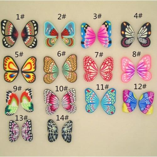 20pair/lot Polymer Clay Butterfly Wing Slice Colorful For Diy Hair Jewelry Scrapbook Crafts Flowerpot Frame Creative Decoration